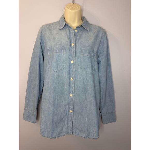 J CREW Classic-fit Chambray Shirt Relax Fit Women's 2 New - Picture 2 of 14